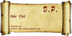 Dér Pál névjegykártya